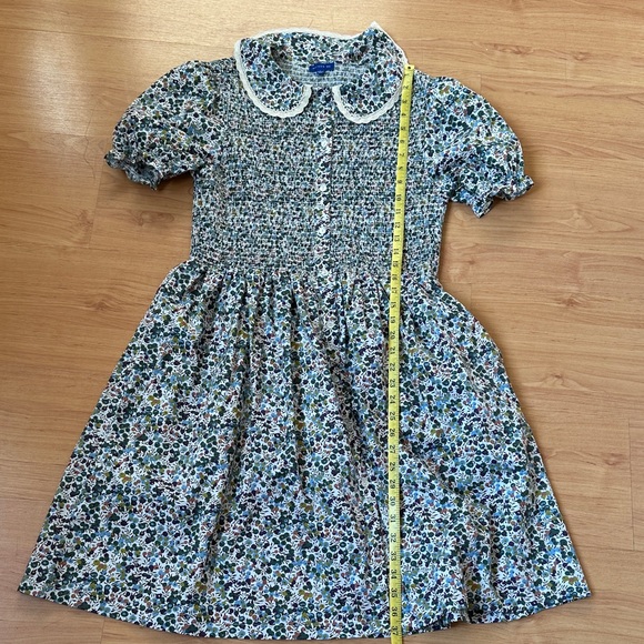 Smocked Floral Peter Pan Collar Women’s Dress - Blue Multi - Picture 6 of 6